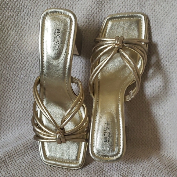 Michael Kors. Gold Heeled Sandals - Picture 3 of 8